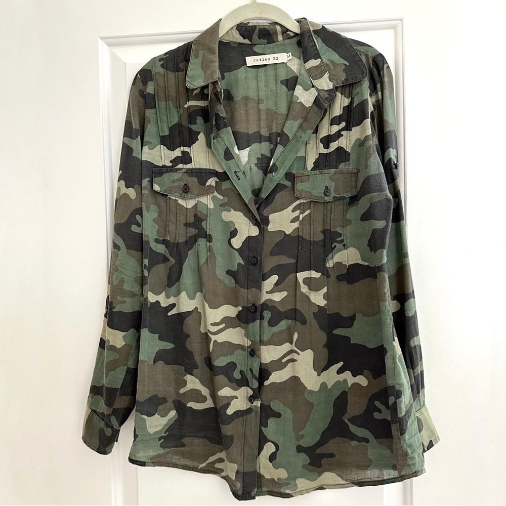Cailey 22 Camo Button Down Top